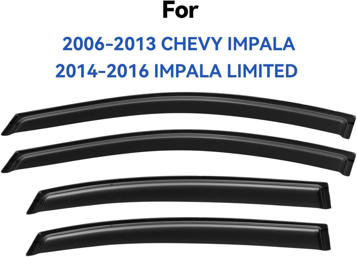 Window Visors Rain Guards for 2006-2013 Chevy Impala, Out-Channel Window Vent Wind Deflectors Visors Shades for 2014-2016 Impala Limited