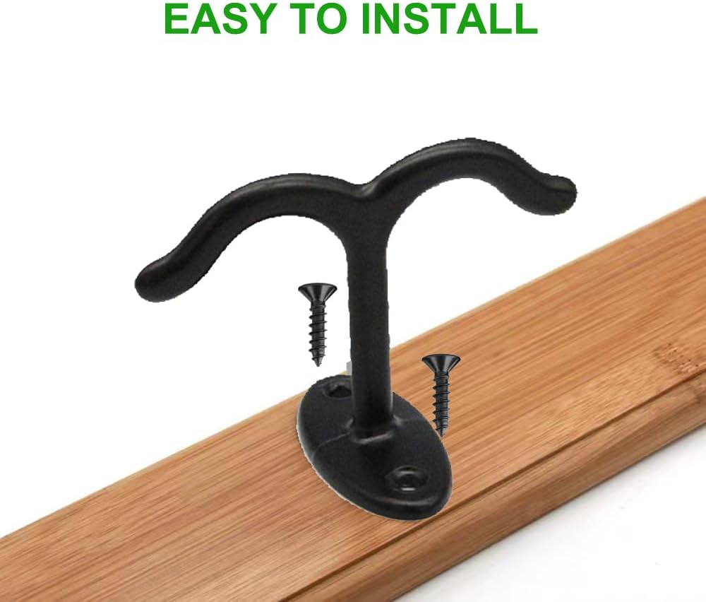 10 Pcs Zinc Alloy Ceiling Double Hook Cabinet Wardrobe Coat Towel Hat Hook Hooks Under Cabinet Shelf (Black)