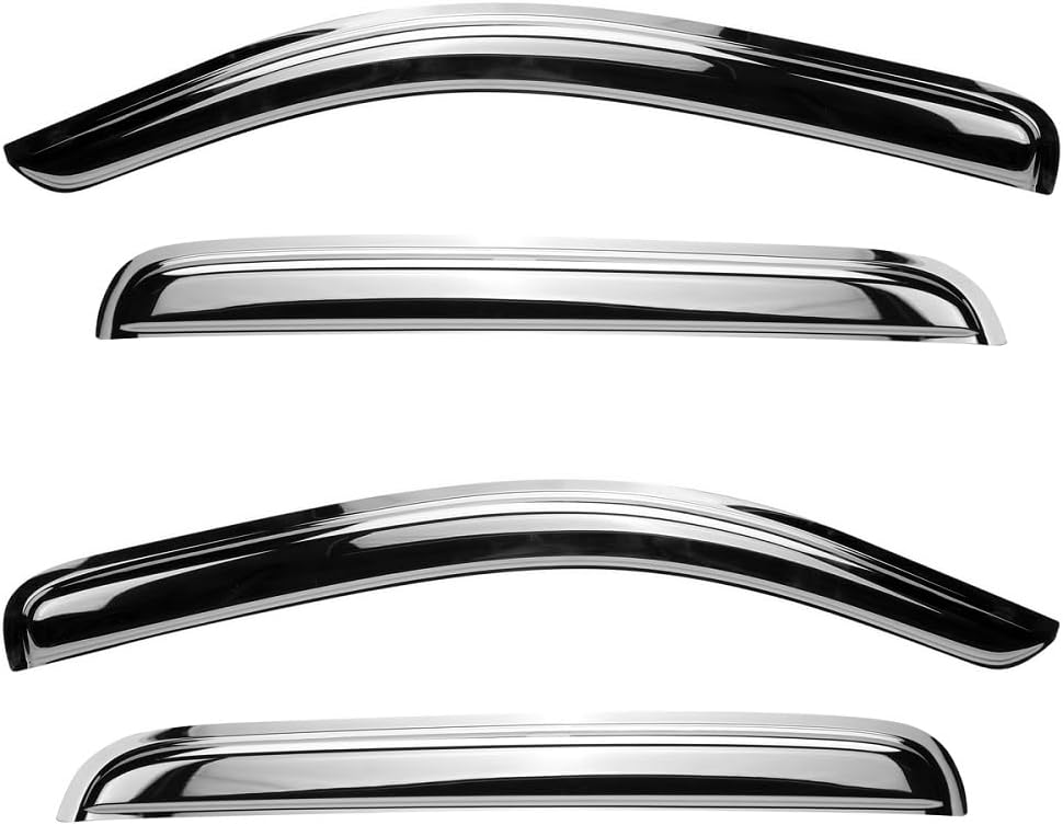 Chrome Side Window Visor Wind Vent Deflector fit for 2001-2003 ford F150 SuperCrew Cab(with 4 Full Size Doors),2002-2003 Lincoln Blackwood,4pcs Outside Mount Style Sun Rain Guards Set 94949Y