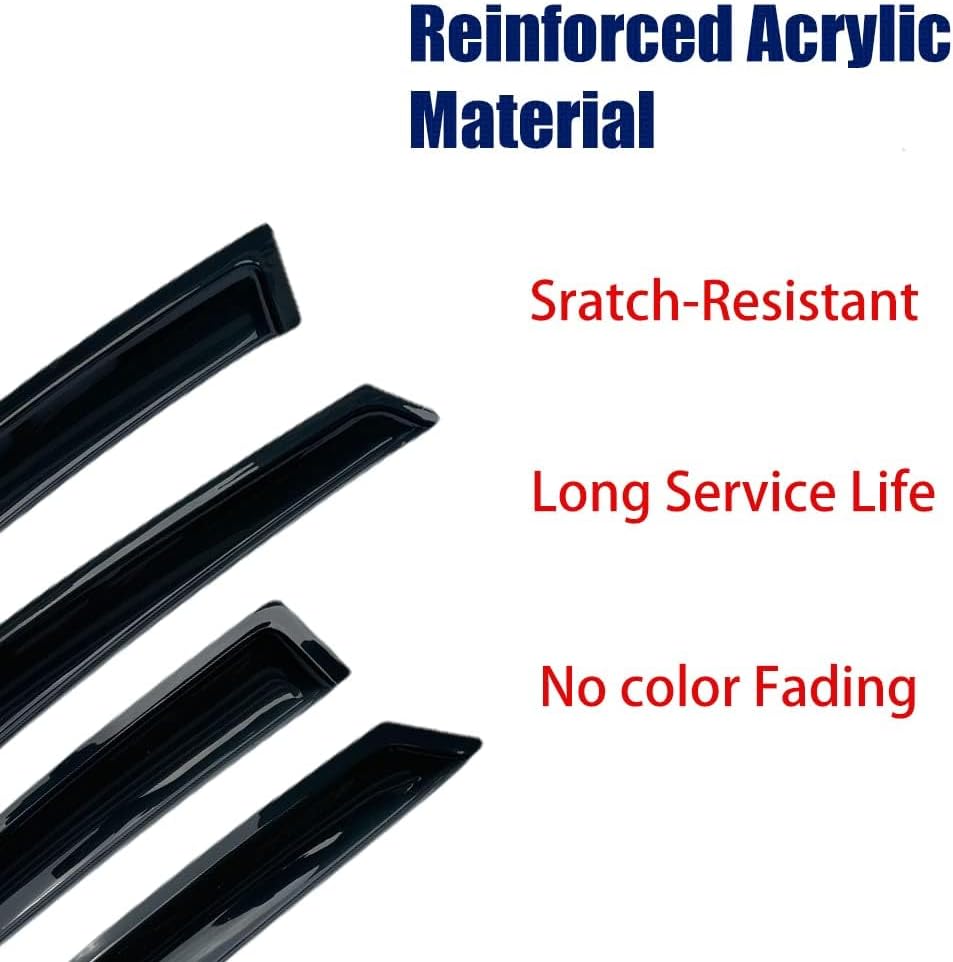 94964 Side Window Wind Vent Deflector,4pcs Outside Mount Style Sun Rain Guards Set,Dark Smoke Nice Window Visor fit for 2008-2014 Jeep Liberty