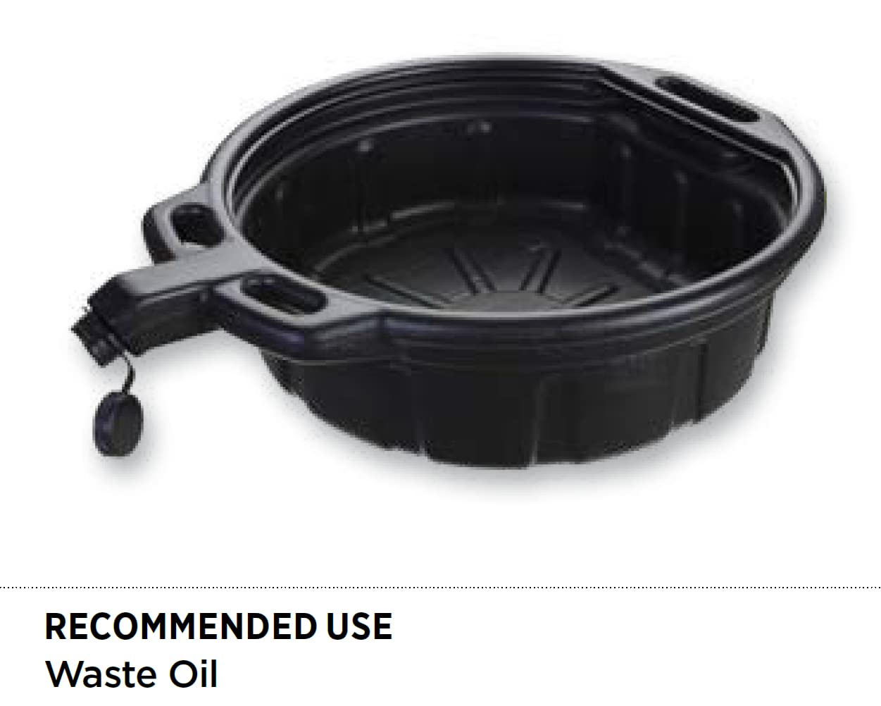 Groz 41960 4.25 Gallon Oil Drain Pan - with Spout Cap, Durable HDPE Construction, Spill-Proof Design for Auto Shops and Garages, Black Color