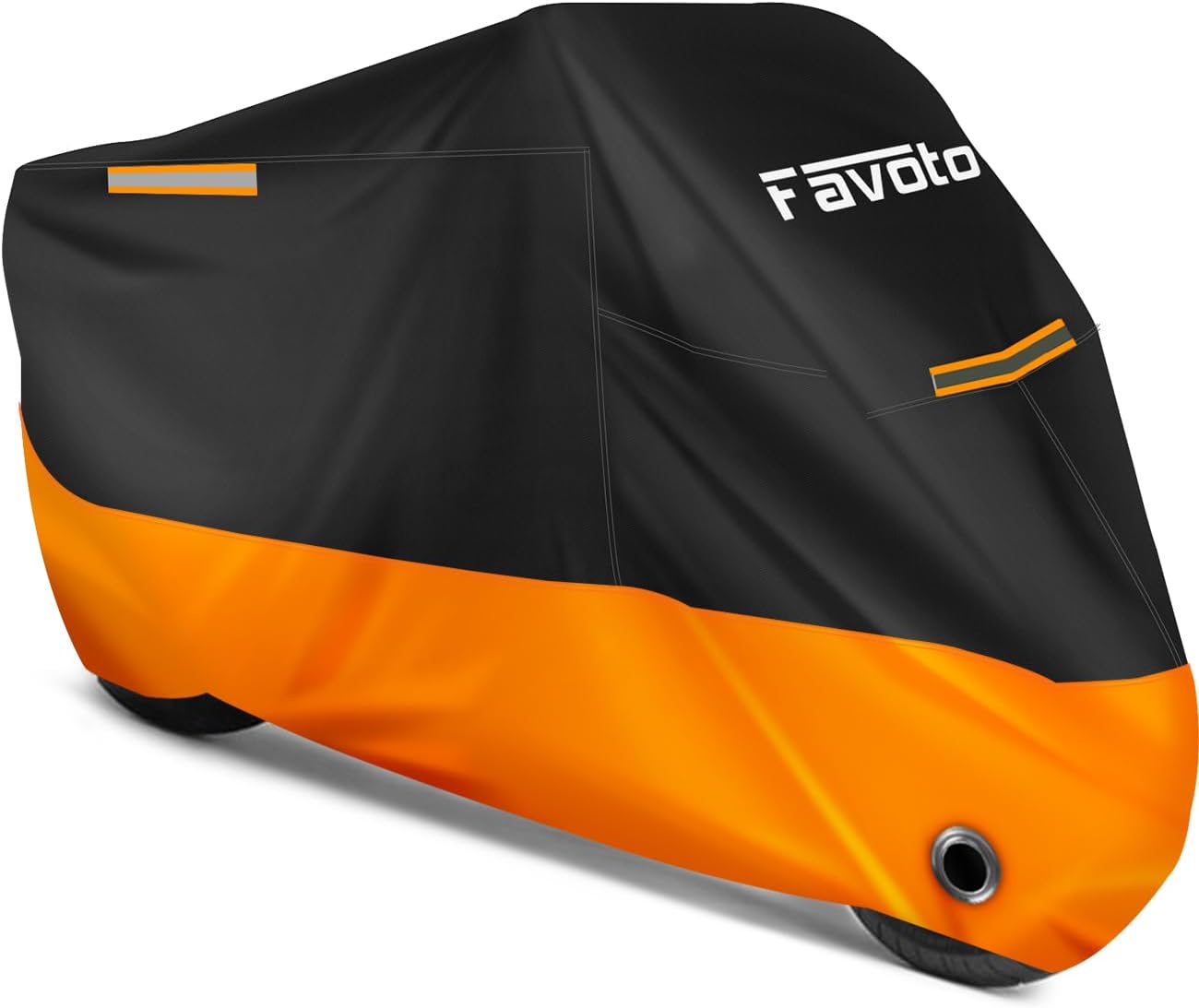 Favoto Motorcycle Cover Waterproof Outdoor - 116 inches Length All Season Universal Weather Sun Protection Night Reflector with Lock-Holes & Storage Bag Motorbike Vehicle Cover