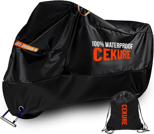 Your Ride! Heavy Duty Motorcycle Cover Waterproof Outdoor 210 Oxford Fabric with Heat Sealed Seams Ultra Waterproof Fits up to 116" All Weather Scooter Cover for Sport Bike with Carry Bag