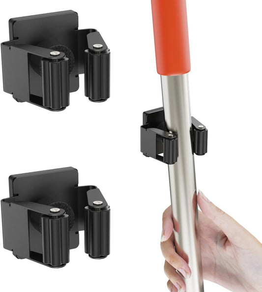 Magnetic Broom Holder,2 Pack Strong Magnetic Mount Broom and Mop Holder for Cleaning Tools,Power Non-Slip Magnetic Tool Holder Broom Hooks for Apartment RV Accessories Camper Garage Kitchen