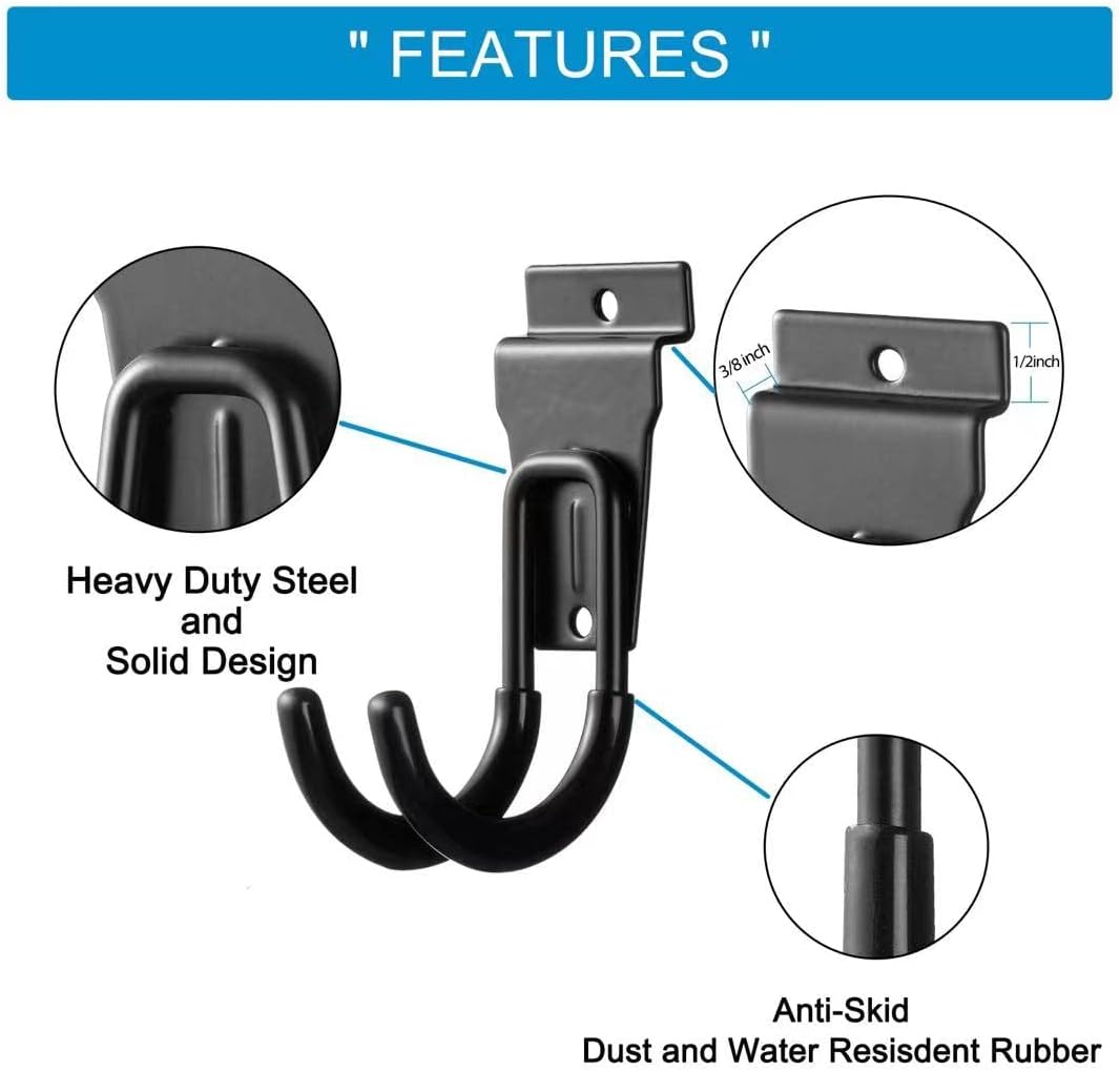 12Pack Slatwall Hooks Heavy Duty Slatwall Accessories Garage Small J Slatwall Hooks and Hangers, Black(Small J Hook)