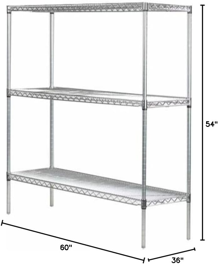 Omega 36" Deep x 60" Wide x 54" High 3 Tier Gray Starter Shelving Unit