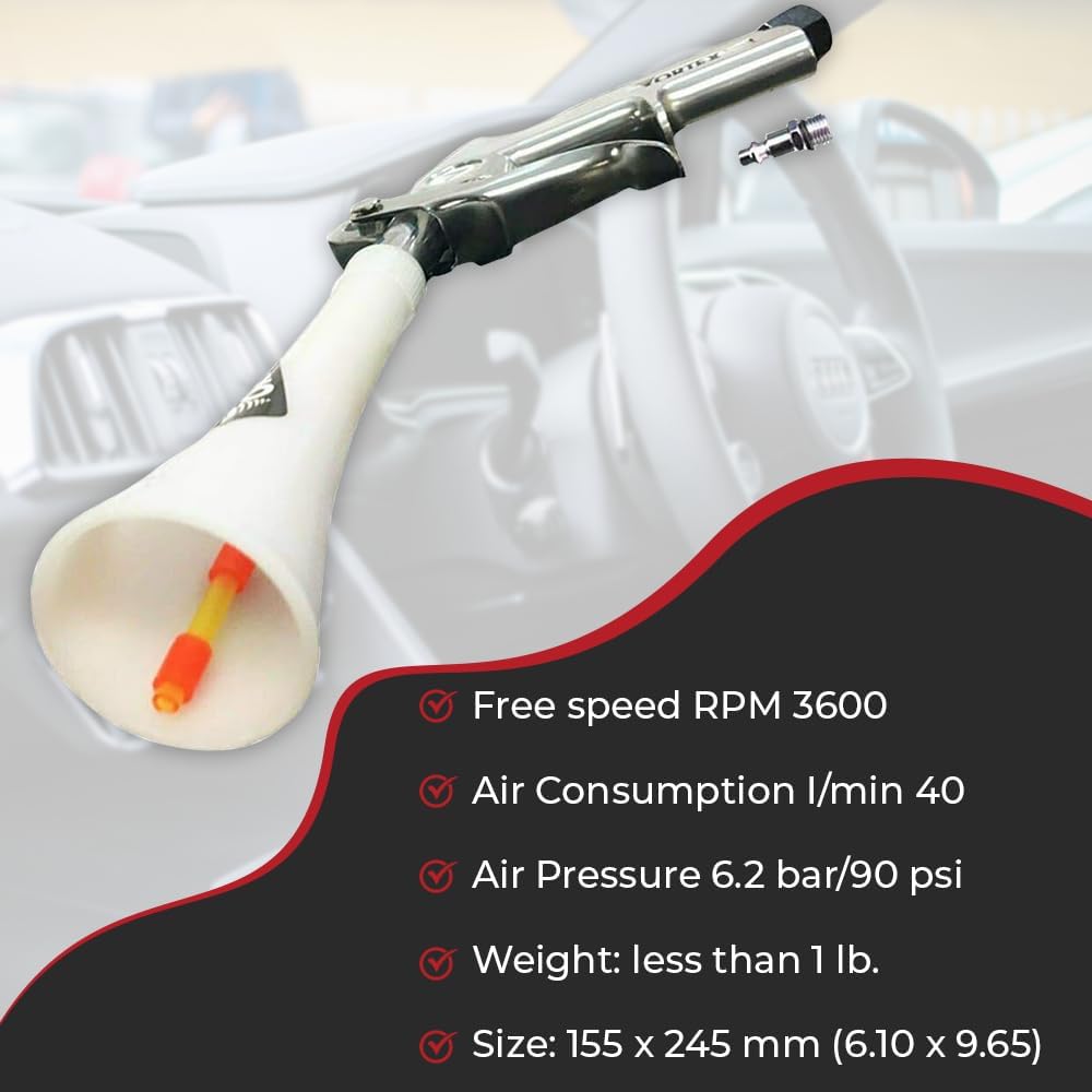 HI-TECH Vortex II Air Cleaning Gun – Pro Auto Detailing Tool for Deep Cleaning Interiors & Exteriors – Uses Air Compressor – Blasts Dust, Dirt & Grime Fast