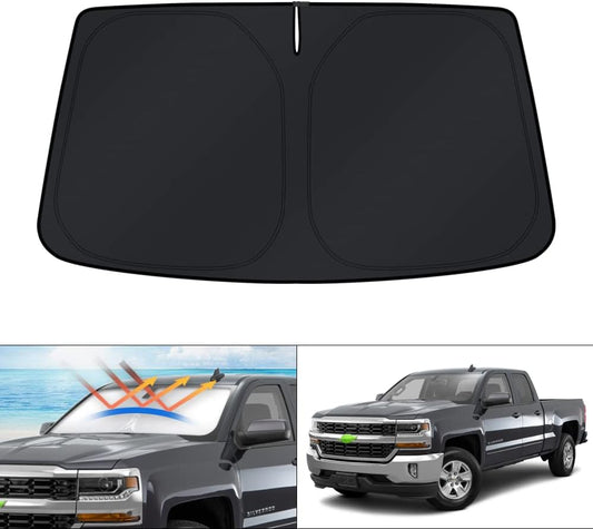 KUST Windshield Sun Shade for 1999-2006 Chevrolet/Chevy Silverado 1500 Accessories Truck (Extended Cab) Sunshade Window Sun Visor Protector Foldable Blocks UV Rays Keep Your Car Cooler