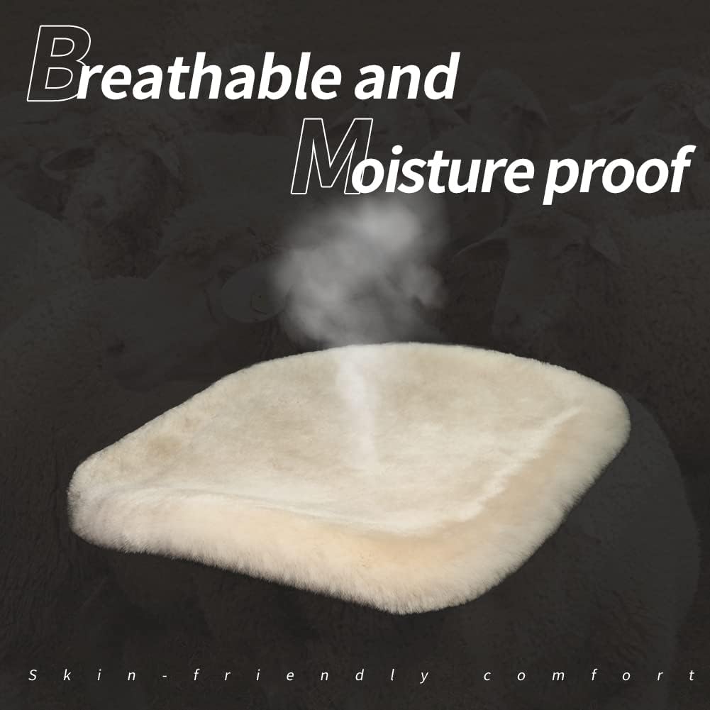 LLB Genuine Sheepskin Car Seat Cushion Seat Covers for Cars Trucks SUV Comfort Seat Protector Pad for Car Driver Seat Car Accessories for Women Office Chair Car Decor (Pearl Front Seat Cushions-2 Pcs)