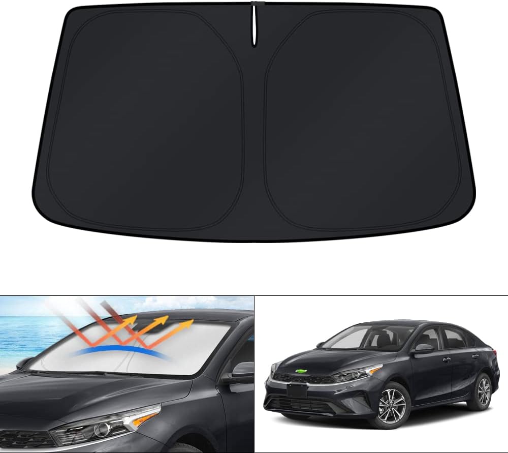 KUST Windshield Sun Shade for Kia Forte Accessories 2019-2024 Window Sunshade Sun Visor Protector Foldable Blocks UV Rays Keep Your Car Cooler