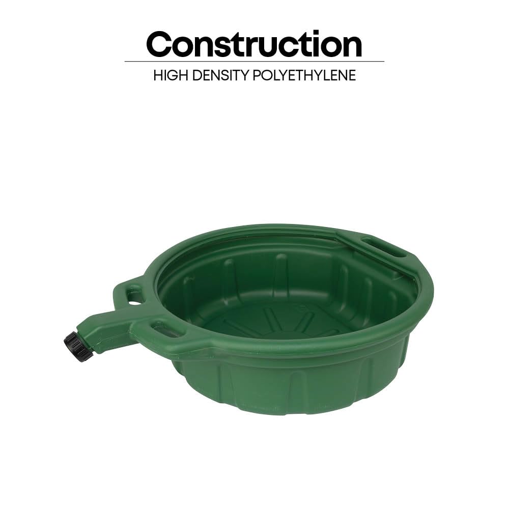 Groz 41961 4.25 Gallon Antifreeze Drain Pan - with Spout Cap, Durable HDPE Construction, Spill-Proof Design for Auto Shops and Garages, Green Color
