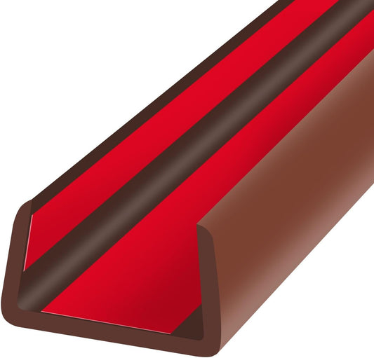 Rubber Edge Trim, Flexible Self Adhesive U Shaped Edge Banding, 1"(25.4mm) U Channel Furniture(Cabinet, Drawer, Desk, Table, Counter Top) Edge Protector, Edge Guards for Woods, 20Ft, Brown