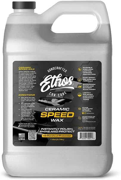 Ethos Ceramic Speed Wax - Ceramic Coating for Cars - Ceramic Coating Car Wax Spray - Ceramic Car Wax Polish Hydrophobic Top Coat Polish Formulated with Reactive Sio2 Copolymers