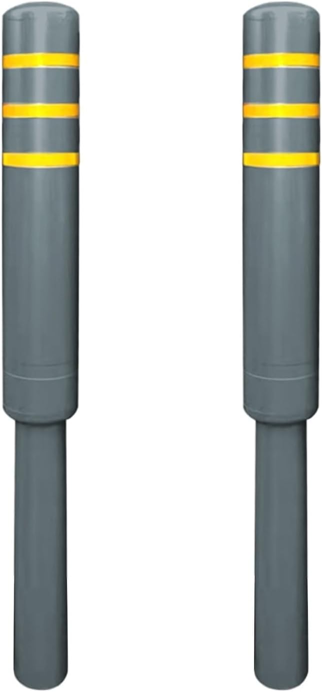 Metal Safety Bollard, Car Parking Protection Posts, Personal Garage Driveway Barrier, Crash Column Safety Warning Column, for Traffic Control(Gray (2PCS))