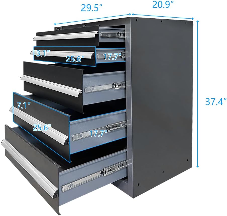 JZD Steel Garage Cabinet System, Tool Organization with Wooden Worktop, for Auto Repair Shop Basement Factory