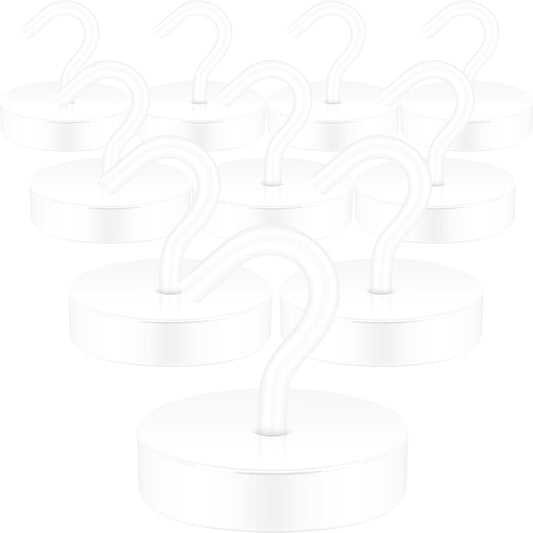 Neosmuk Magnetic Hooks, Cruise Ship Essentials, 120lb+ Heavy Duty Magnetic Hooks for Cruise Cabins, Refrigerator, Grill, Hanging, and Travel | Extra Strong Must-Haves Magnet Hook,White,Pack of 10