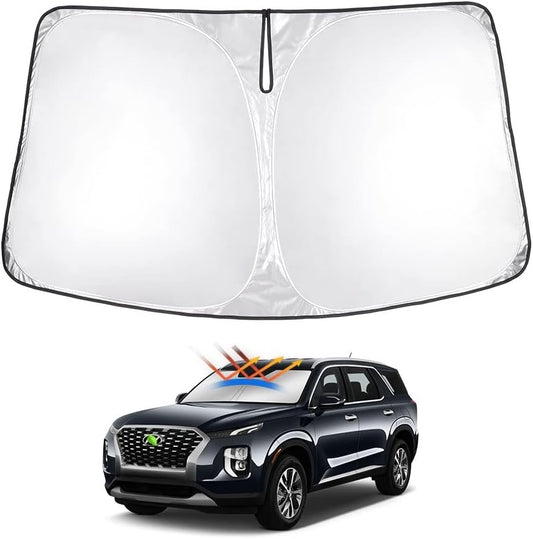 T TGBROS Windshield Sun Shade Custom Fit for 2020-2023 2024 2025 Hyundai Palisade Accessories Foldable Sun Shield Reflective Polyester Sun Visor Cover Block Heat and Sun Protection