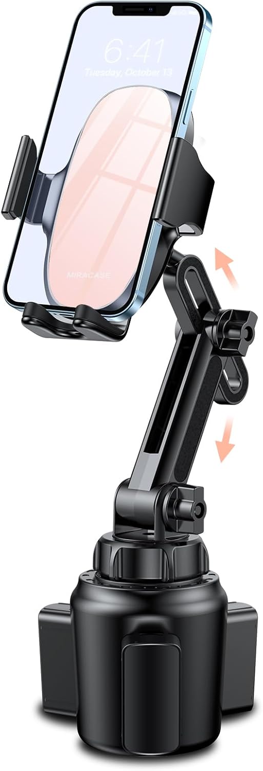 Miracase Universal Cup Phone Holder for Car, [Upgraded Version] Adjustable Long Neck Car Cup Holder Phone Mount Cradle Friendly Compatible with iPhone Samsung Google and All Smartphones, Pink