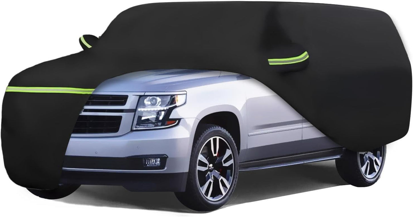 Waterproof Car Covers for 2007-2023 Chevy Suburban/GMC Yukon XL/Cadillac Escalade ESV(Black) 210T Custom 6 Layers Heavy Duty Waterproof All Weather Protection Outdoor