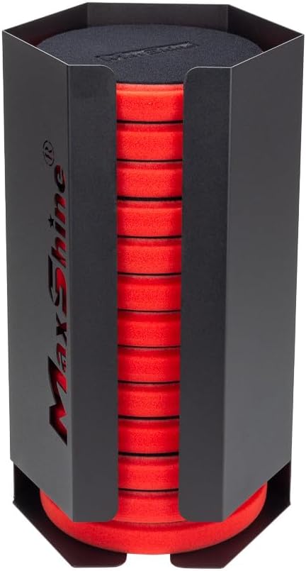 Maxshine Universal 5” Foam Pads Holder - Wall-Mounted Organizer for 12+ Polish Pads, Space-Saving Storage for Garage & Mobile Detailing, Durable & Anti-Corrosive, Professional Car Care Solution