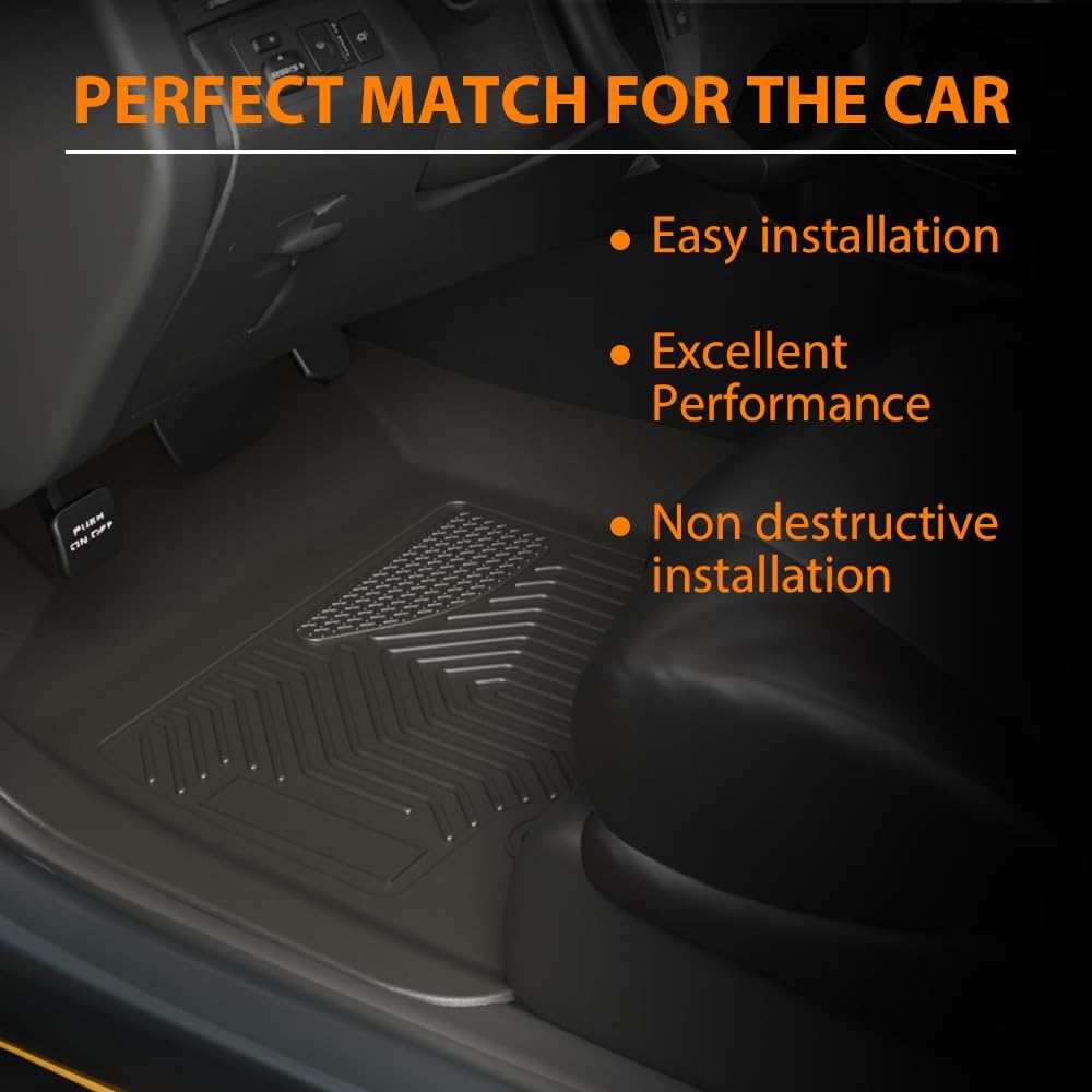 G-Plus Floor Mats for Tesla Model Y 2020 2021 2022 2023 2024(Fit 5-Seat,NOT Fit 7-Seat) TPE Custom Fit All Weather Full Cover Protection Floor Liners 1st & 2nd Row Model Y Car Mats
