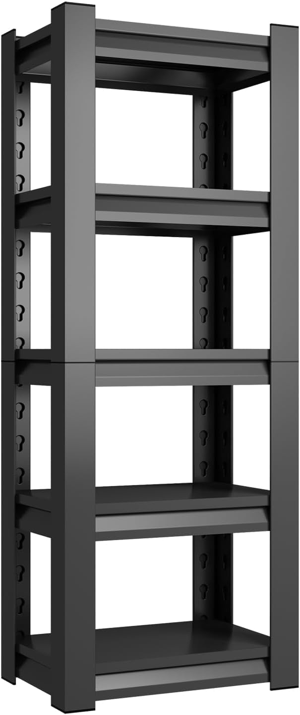 63" H Garage Shelving Unit, Garage Storage Shelves 1600LBS Heavy Duty Shelving, Adjustable 5 Tier Metal Shelving Utility Shelf, Storage Rack for Industrial, Warehouse, Basement (15.7" D*23.6" W*63" H)