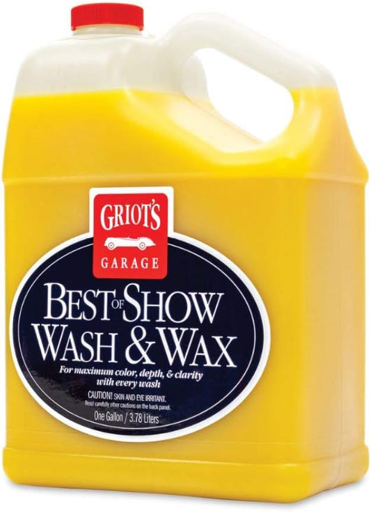 Griot's Garage Best of Show Wash and Wax for Car Detailing and Cleaning, Carnauba-Packed Coating, High Gloss Shine and Protection for Auto Paint, 11396, One Gallon