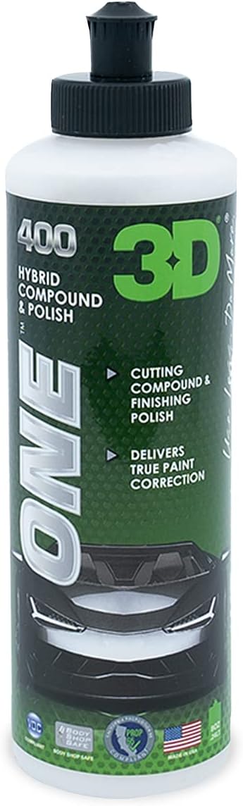 3D One Car Scratch & Swirl Remover Hybrid Rubbing Compound & Polish Buffing Compound for True Paint Correction 8oz Made in USA