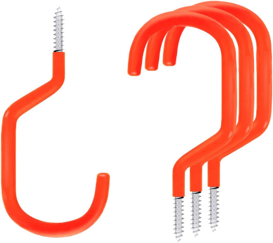 SMARTOLOGY Bike Storage Hook, Bike Hanger, Rubber Coated Heavy Duty Large Screw in Ceiling Hooks for Garage Wall, 4 Pack, Fits All Bike Types, Bike Racks & Stands