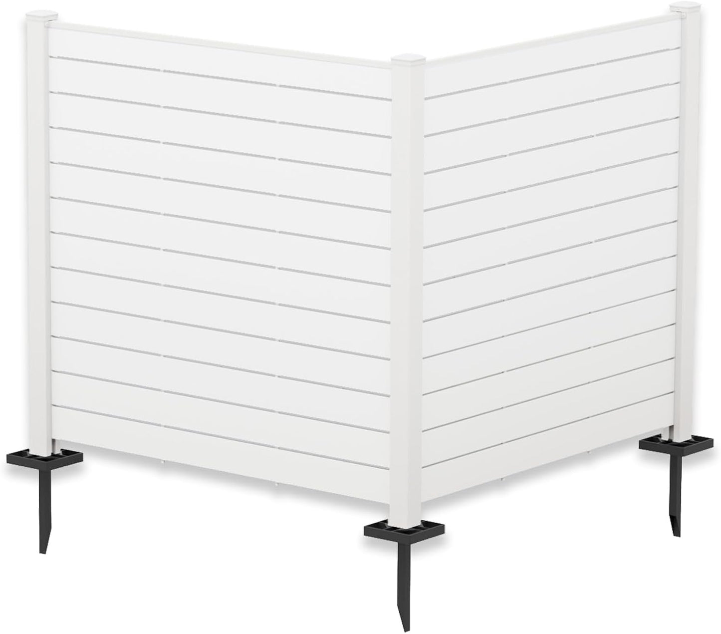 Kozyard 50" W x 48" H Outdoor Privacy Screens Aluminum Post, Air Conditioner Fence Panels, Pool Equipment Enclosure, Trash Can Screens Fence Kit for Outside Backyard Patio (White/2 Panels)