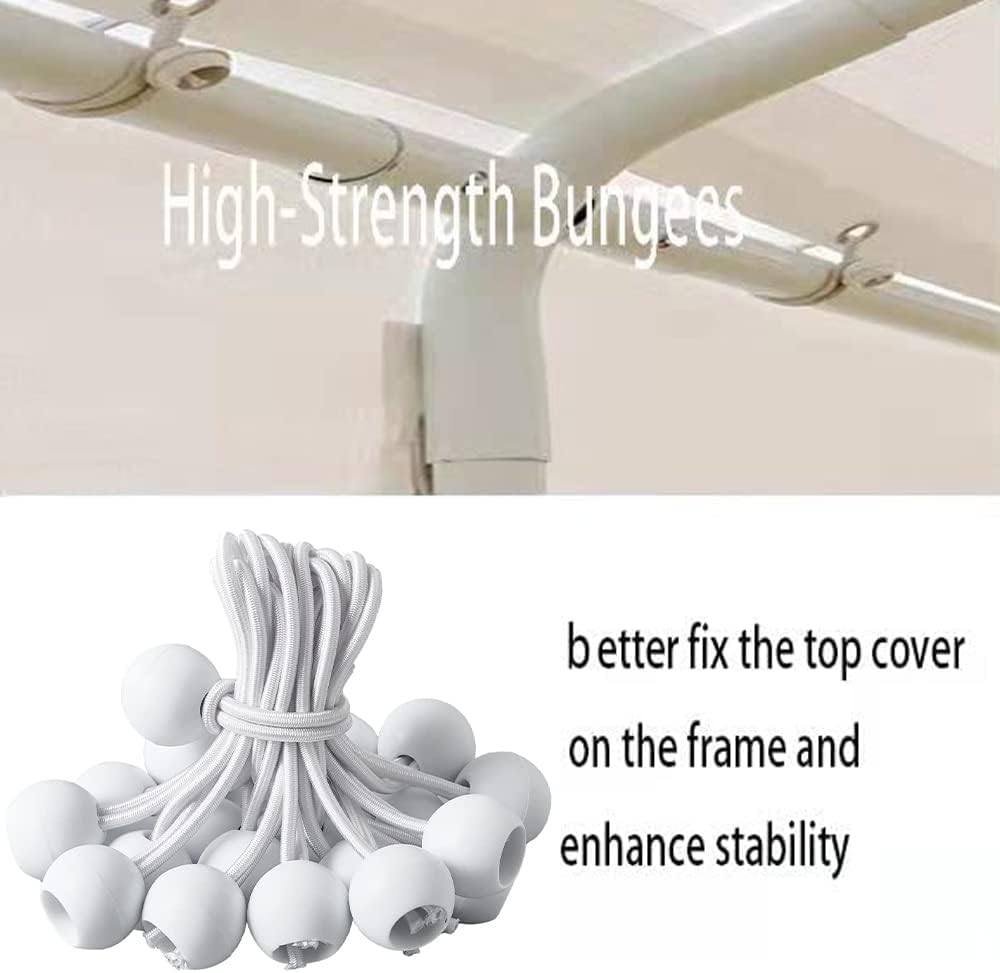 10'x20' Carport Replacement Top Canopy Cover for Car Garage Shelter Tent Party Tent with Ball Bungees White (Only Top Cover, Frame is not Included)