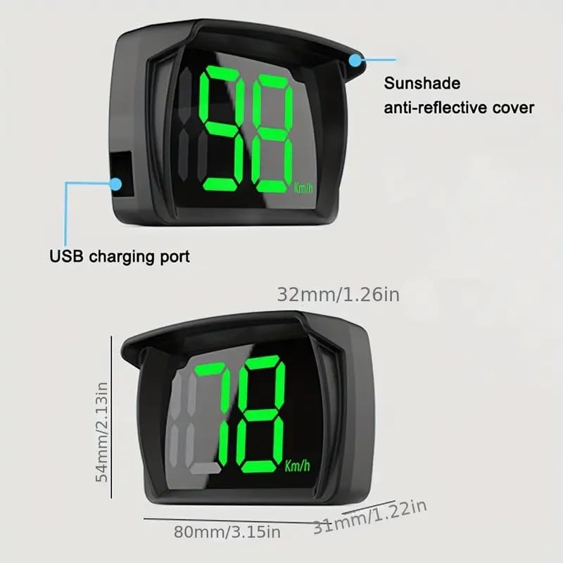 Heads Up Display for Cars HUD GPS Speedometer MPH with QC3.0 Fast Charger & Stable Silicone Pads, 2M USB Cable, Digital Speedometer for Cars Trucks, Boats SUV, Motorcycle Plug & Play