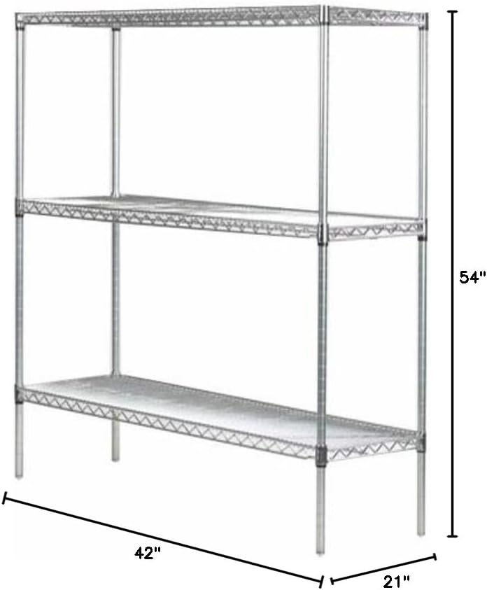 Omega 21" Deep x 42" Wide x 54" High 3 Tier Chrome Starter Shelving Unit