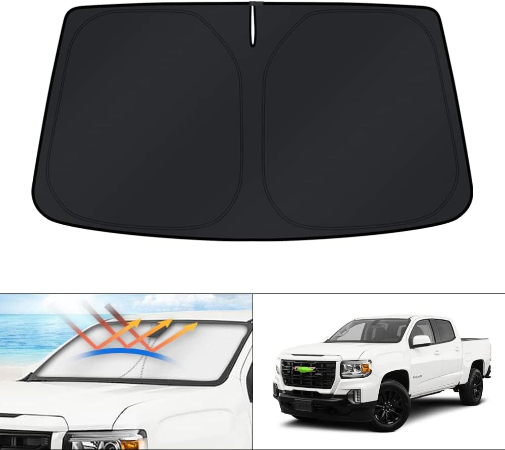 KUST Windshield Sun Shade for GMC Canyon/Chevy Colorado 2015-2022 Window Sunshade Sun Visor Protector Foldable Blocks UV Rays Keep Your Car Cooler
