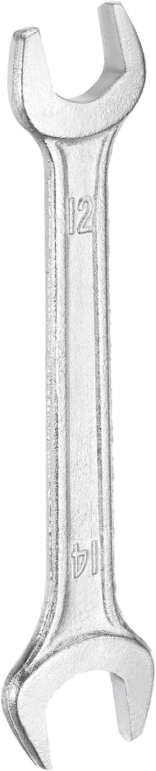 HARFINGTON Double Open End Wrench 12mm x 14mm Metric 15 Degree Offset Angle Small Flat Head Wrench Galvanizing Open Ended Spanner for Automotive Repair Furniture Assembly