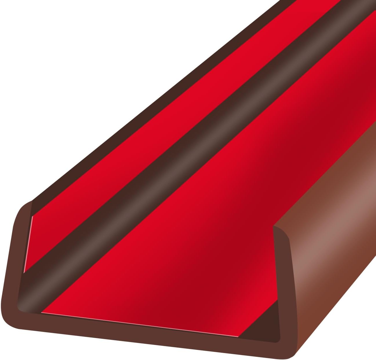 Rubber Edge Trim, Flexible Self Adhesive U Shaped Peel and Stick Edge Banding, 2-1/2"(63.5mm) U Channel Edge Protector, Edge Guards for Woods, Furnitures, 20Ft, Brown Color