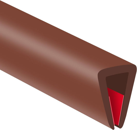 Rubber Edge Trim, Flexible Edge Trim for Sharp Edge, 3/16" U Channel Edge Protector, Self Adhesive Edge Guards for Plywood, Glass, Flexi-Glass and Mirror, 20Ft, Brown Color