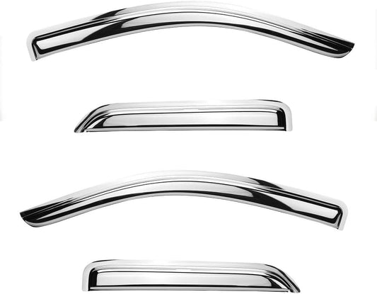 94975Y Chrome Side Window Visor Wind Vent Deflector for 2015-2022 Ford F150/F250/F350 Super Duty Crew(Supercrew) cab,4pc Outside Mount Style Sun Rain Guards