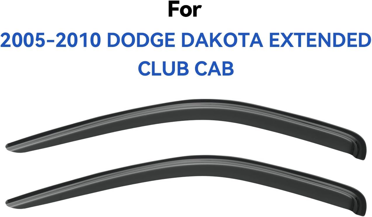 Window Visors Rain Guards Shield for 2005-2010 Dodge Dakota Club Cab, Out-Channel Window Vent Wind Deflectors Visors Shades for 05-10 Dakota Extended Cab, 2PCS