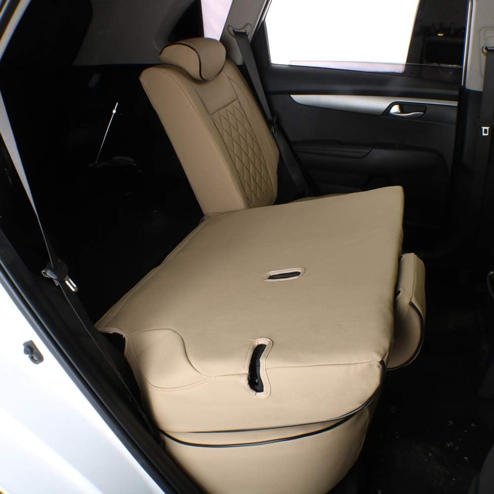 EKR Sportage Seat Covers Custom Fit for KIA Sportage EX/LX/SX 2012 2013 2014 2015 2016 Leather Car Seat Cover Full Set - Faux Leather (Beige)