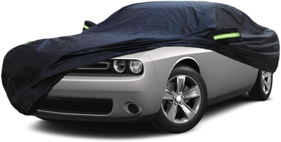 Heavy Duty Custom Car Cover Compatible with Dodge Challenger 2008-2024/ Charger 2006-2023, Waterproof All Weather Rain Snow Sun UV Cover with Cotton Lining, Outdoor Windproof Car Protection