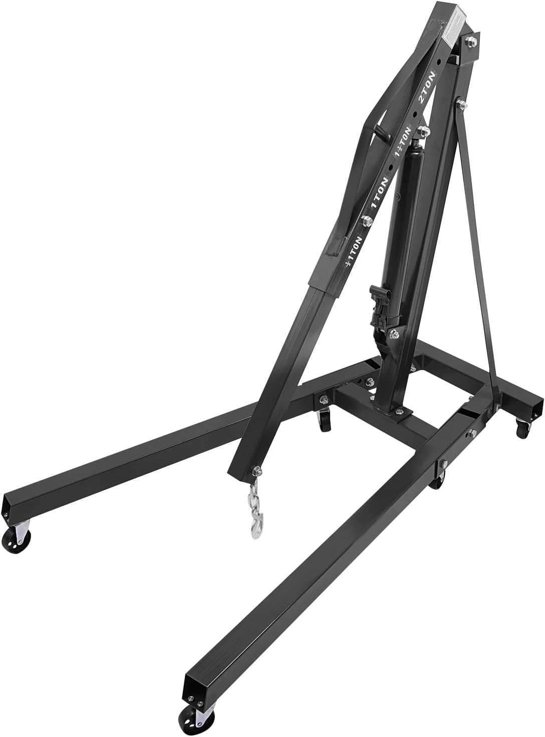 Folding Engine Crane 1 Ton Folding Engine Hoist 2200lbs Heavy Duty Hydraulic Pickup Truck Crane with 6 Iron Caster Wheels for Garage, Workshop - 2 Package