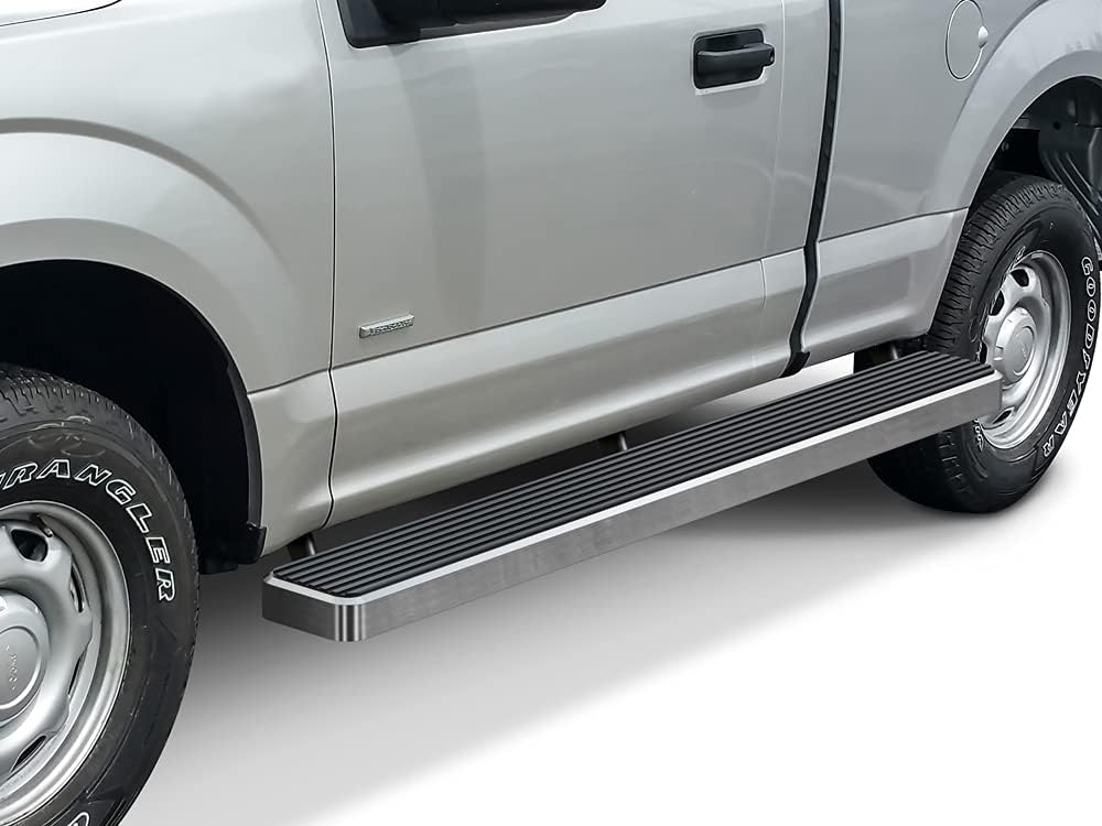APS Wheel to Wheel Running Boards 6in Compatible with Ford F150 2015-2025 Regular Cab 6.5ft Bed & F-250 F-350 Super Duty 2017-2025 304 Stainless Steel (Nerf Bars Side Steps Side Bars)