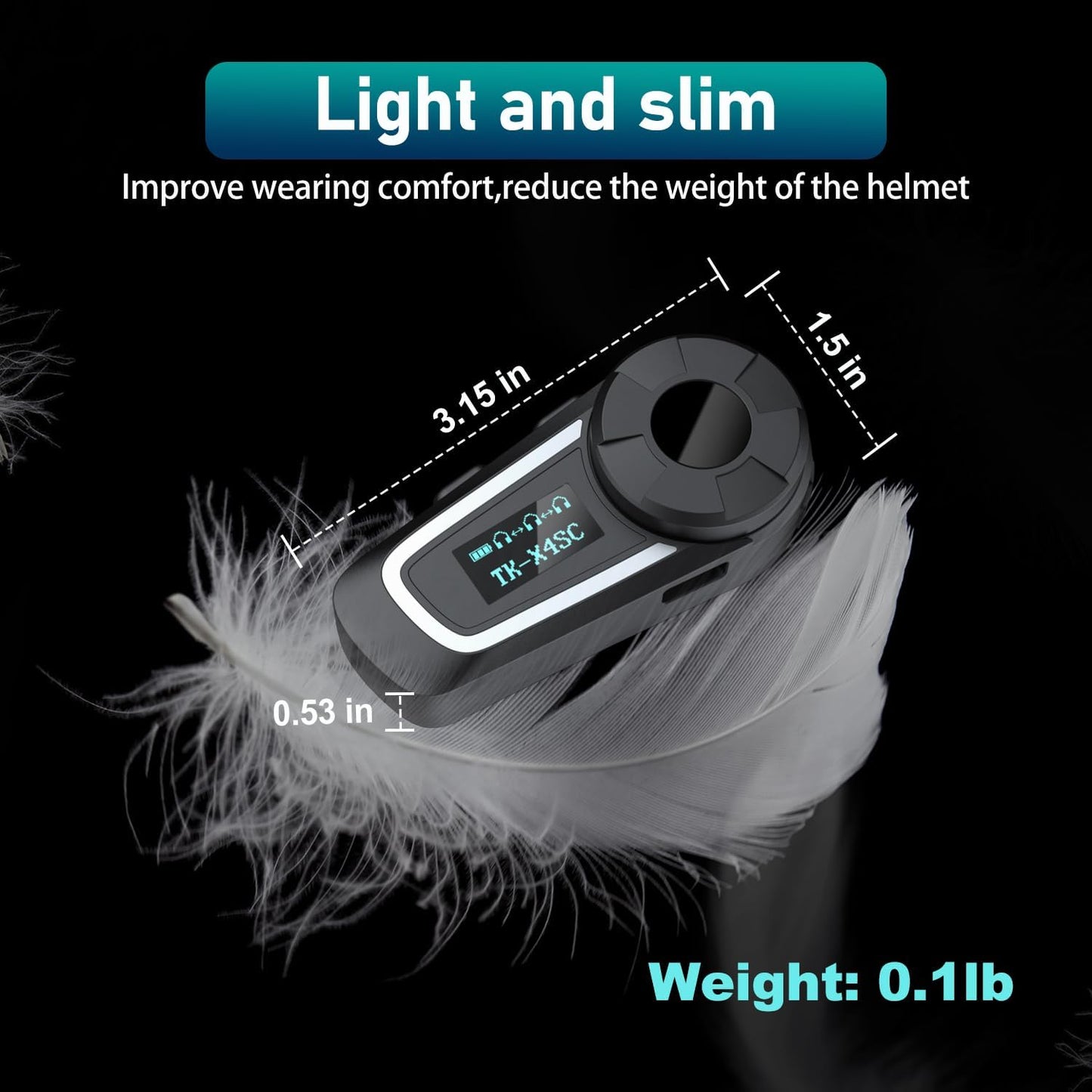 TK-X4SC Motorcycle Bluetooth Headset, 6 Riders 2000m Helmet Intercom with Music Share/Top-Tier Noise Reduction/LCD Screen/HiFi Stereo Sound,Universal Communication System Headphones(2 Pack)