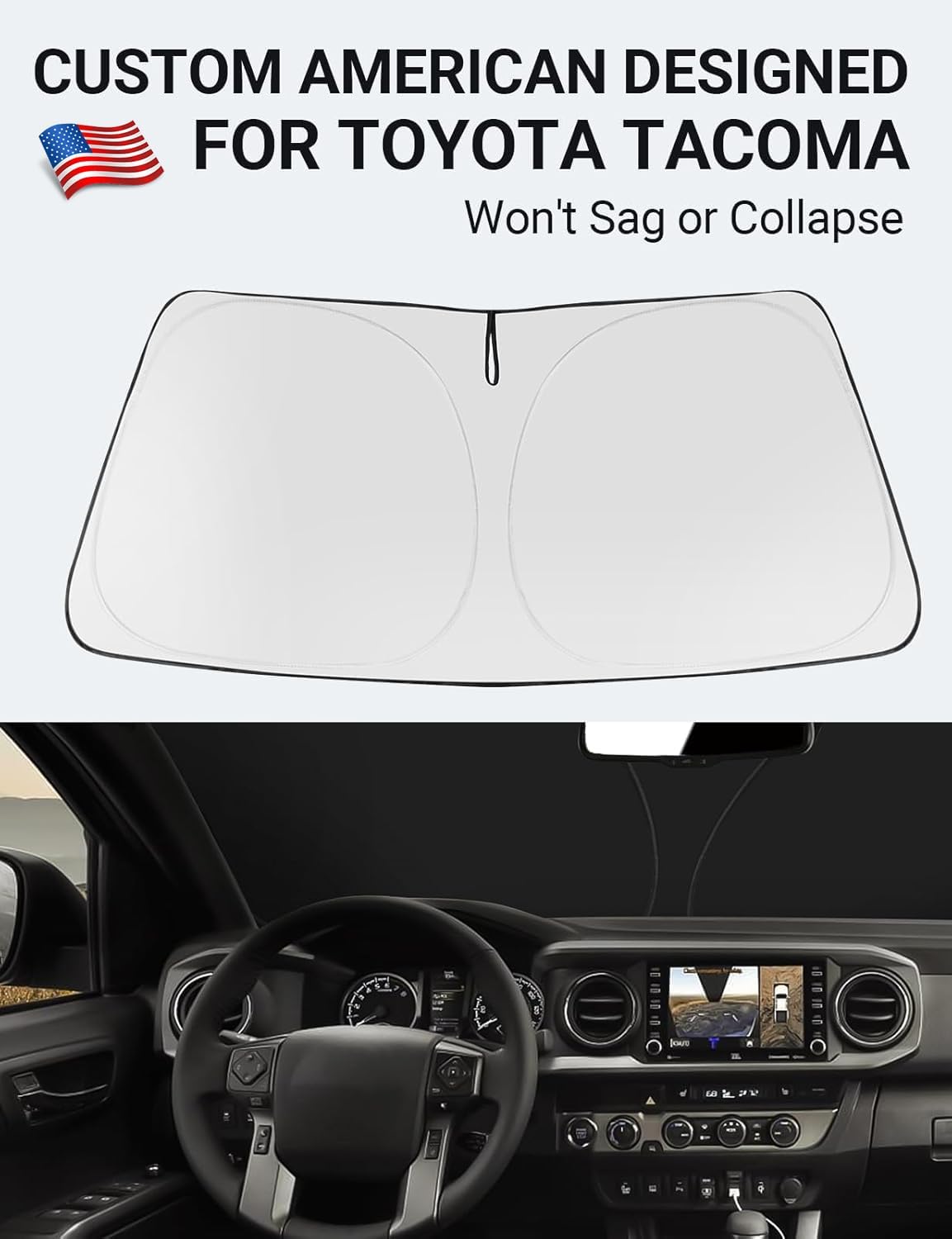 Proadsy for 2016-2023 Toyota Tacoma 2Dr 4Dr Pickup Windshield Sun Shade 4-Layer Foldable Front Sunshade Protector Sun Visor Blocks UV Rays Keep Car Cooler