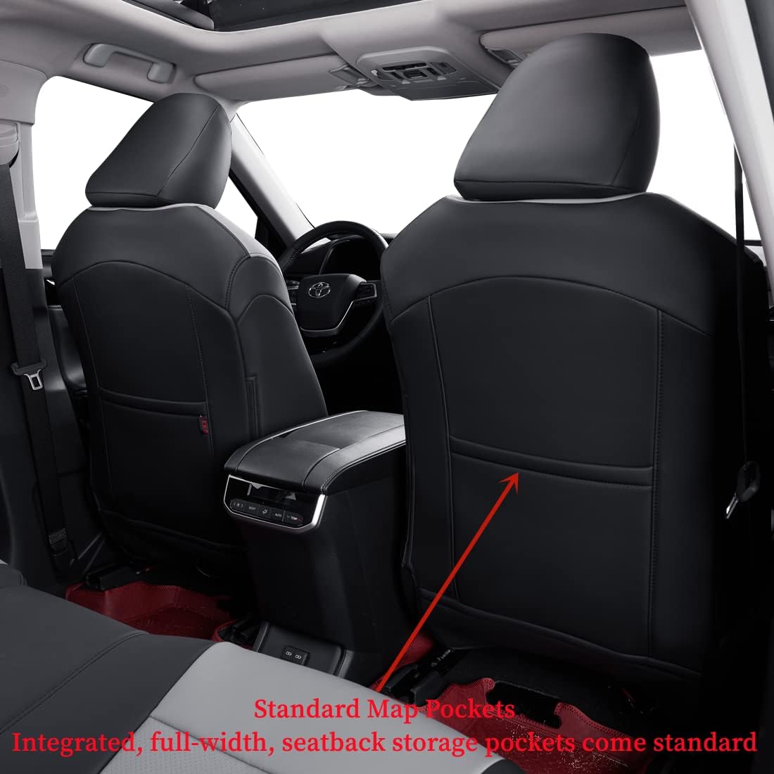 coverdream Custom Seat Covers Compatible with Select Toyota Camry SE,SE Sport,XSE 2012 2013 2014 2015 2016 2017 Models - Leatherette (Black/Gray,Full Set)