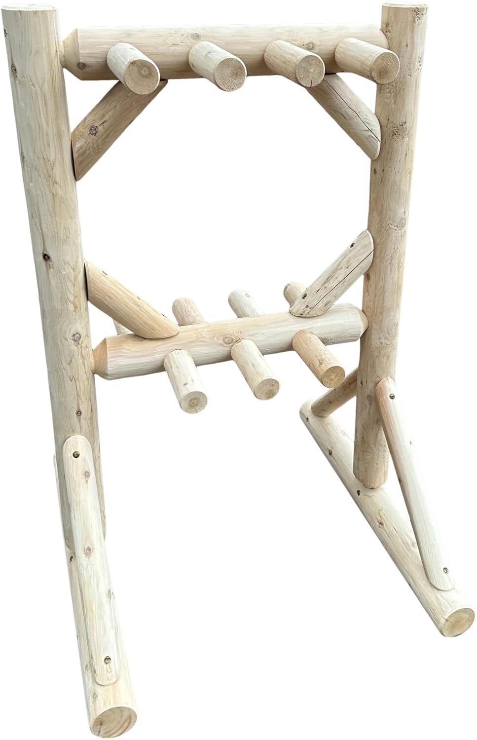 8-Place Freestanding Log Ski Rack Holder, Indoor & Outdoor Snowboard Racks, Standing Storage, Garage Racks for Snow Skis, Durable Snowboard Rack Garage Storage Organizer-Canyon Brown + 15" Anchor Kit