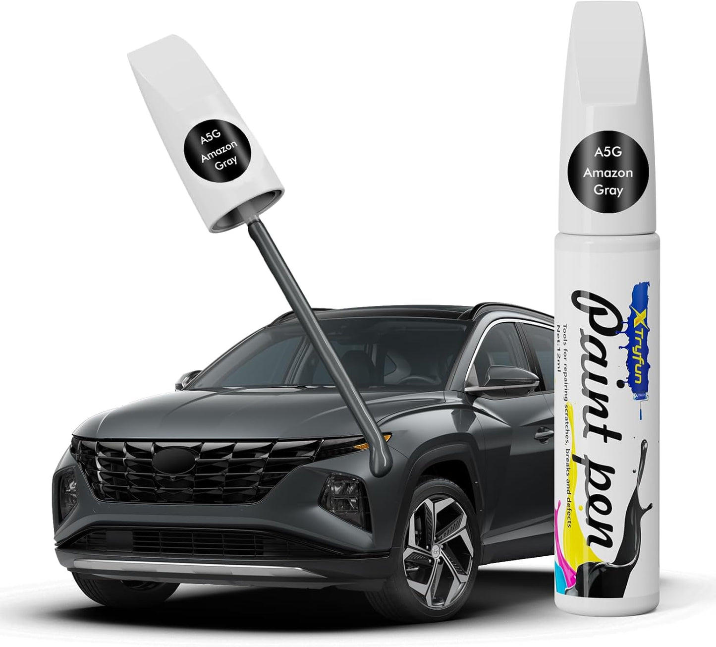 Amazon Gray (A5G) Touch Up Paint Compatible with Hyundai, DIY Car Paint Scratch Repair, Automotive Paints, Quick & Easy Fix Scratch Repair for Tucson/Elantra/Santa Fe/Sonata