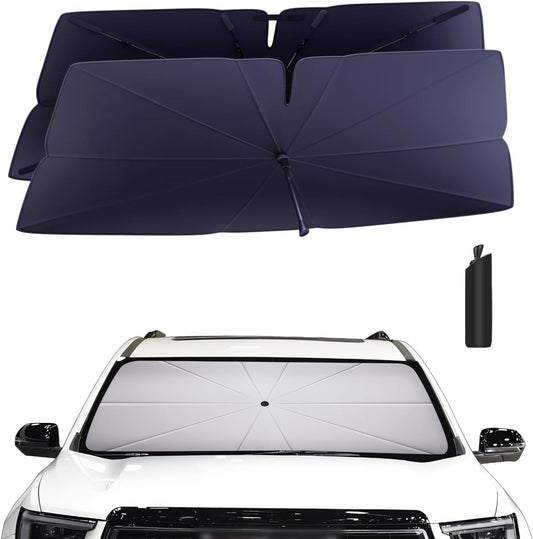 Windshield Sun Shade Umbrella for 2017-2025 GMC Acadia Accessories: Custom Fit 240T Silver, Double Thickened, Foldable Sunshade Window Sun Visor, Ultimate 99% UV Blocking for SL, SLE, SLT, AT4, Denali