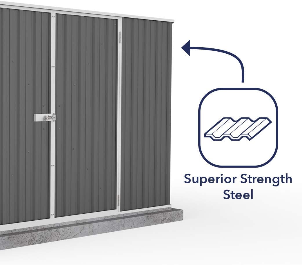 Premier Storage Sheds, 10'x7' Metal Garage, DIY Backyard Shed, Utility Tool Storage, Weather & Wind Resistant Aluminum Panels & Steel Frame, Maintenance-Free, 12 Year Warranty, Woodland Gray